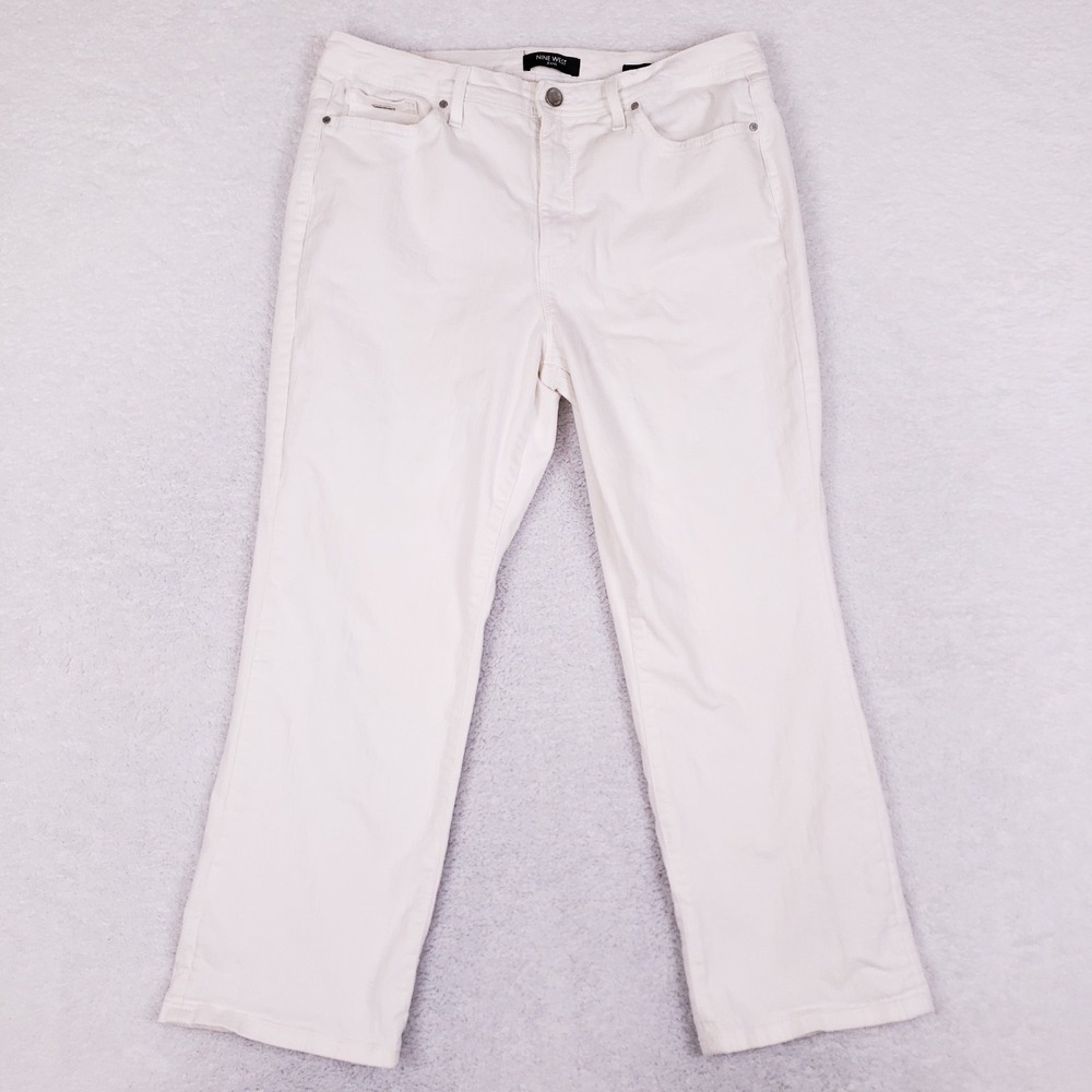 Nine West Taylor Cuffed Capri‎ Pants White Size 14 Women's Casual Minimalist